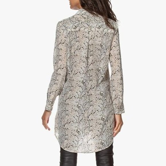 Equipment Essential Silk Tunic Shirt Dress in Natural Python Print Size XS - Picture 8 of 16